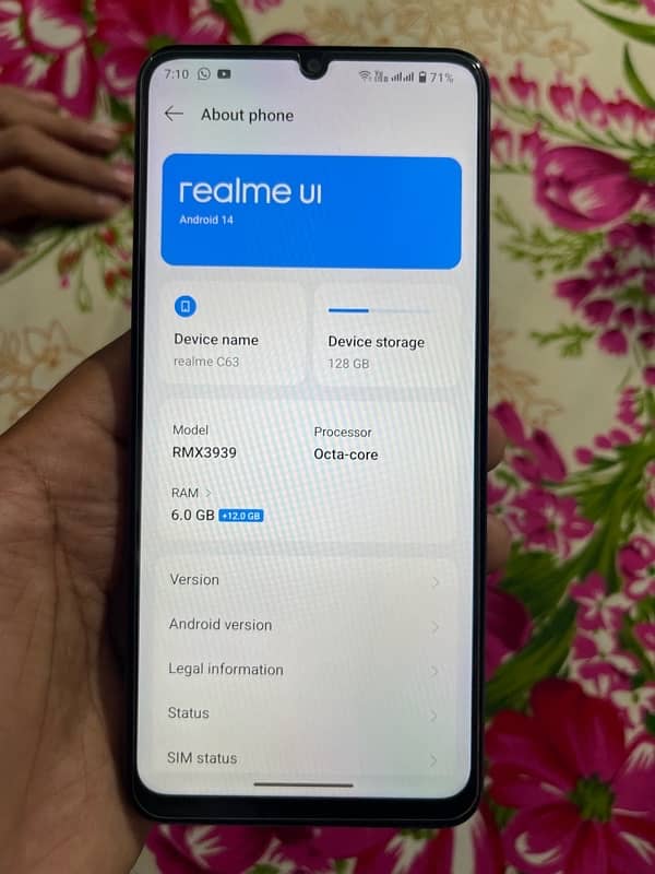 Realme C63 6+6 gb ram 128 gb memory 1