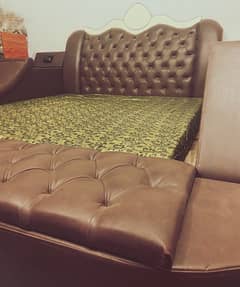 king size leather wooden bed like new