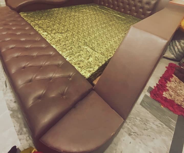 king size leather wooden bed like new 4