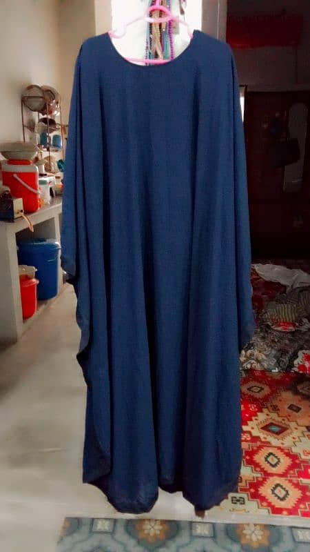 Butterfly kaftan double  layer navy blue abaya 0