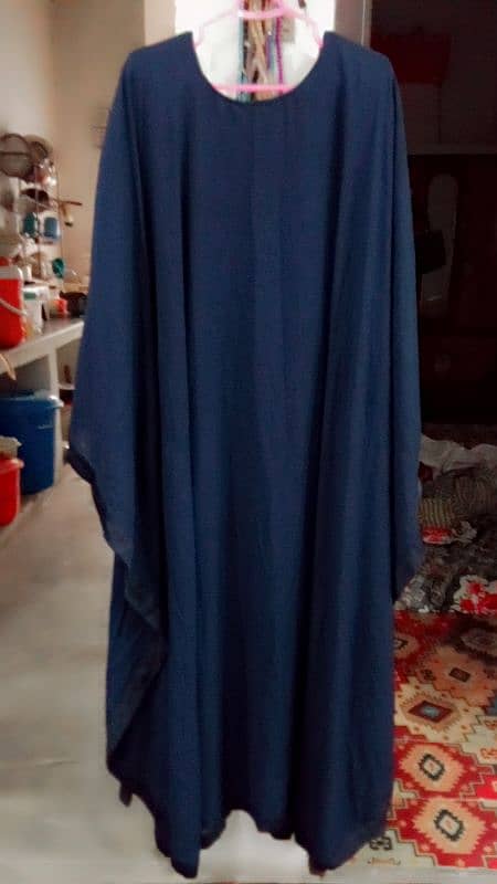 Butterfly kaftan double  layer navy blue abaya 1