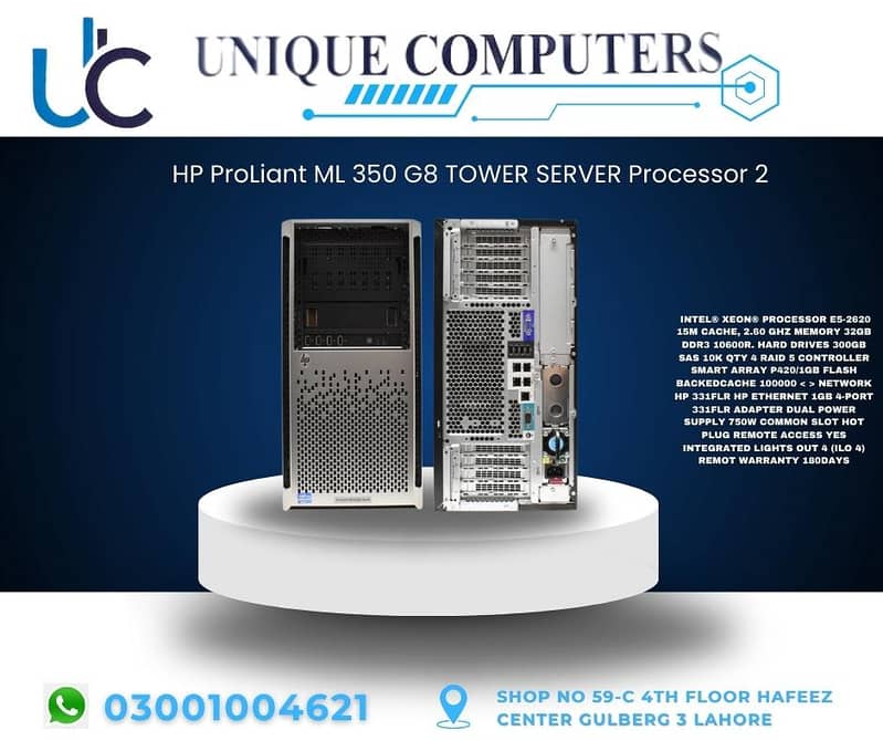 HP ProLiant ML 350 G8 TOWER SERVER Processor 2 0