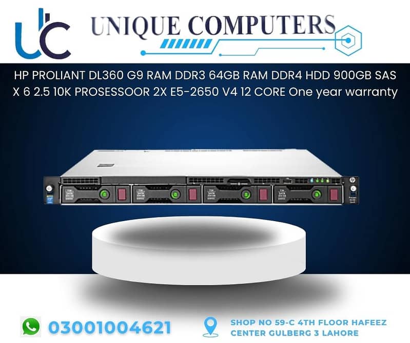 HP PROLIANT DL360 G9 RAM DDR3 64GB RAM DDR4 HDD 900GB SAS X 6 2.5 10K 0