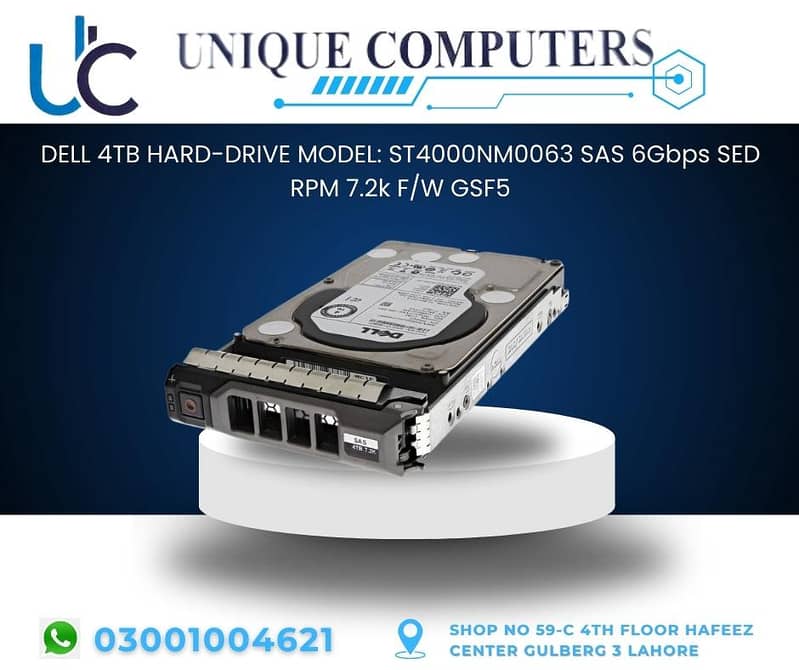 DELL 4TB HARD-DRIVE MODEL: ST4000NM0063 SAS 6Gbps SED RPM 7.2k F/W GS 0