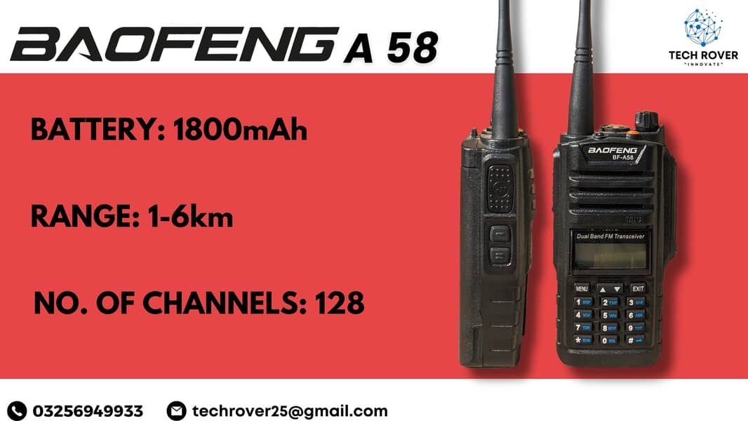 Walkie Talkie | Baofeng | A58 | Wireless | Two Way Radio 0