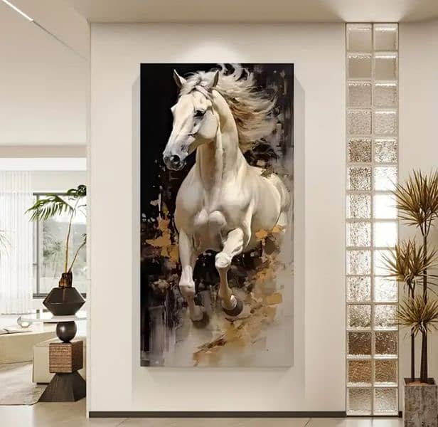 Modern Abstract Horse Canvas Art Print. 0