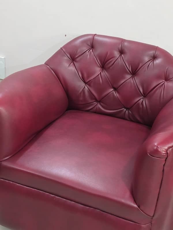 Leather Sofa Set Cherry Chesterfield 3