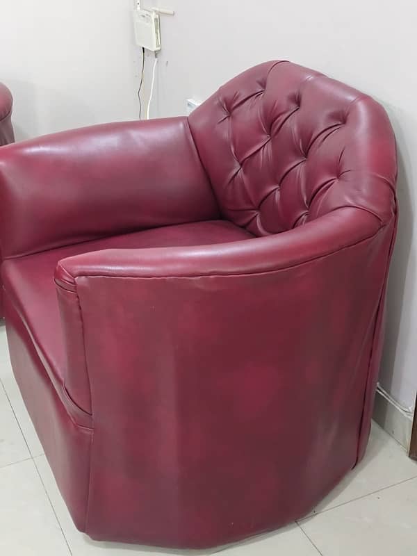 Leather Sofa Set Cherry Chesterfield 6