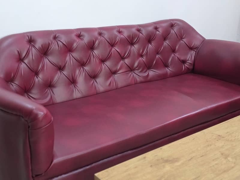 Leather Sofa Set Cherry Chesterfield 9