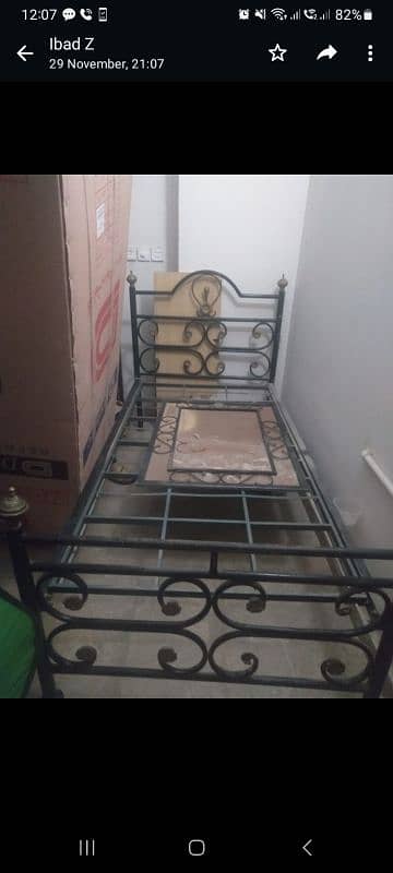 iron single beds,side tables,console with mattresses 3