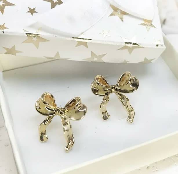 Elegant Metal Bowknot Stainless Steel 18K Golden Plated Earrings 2