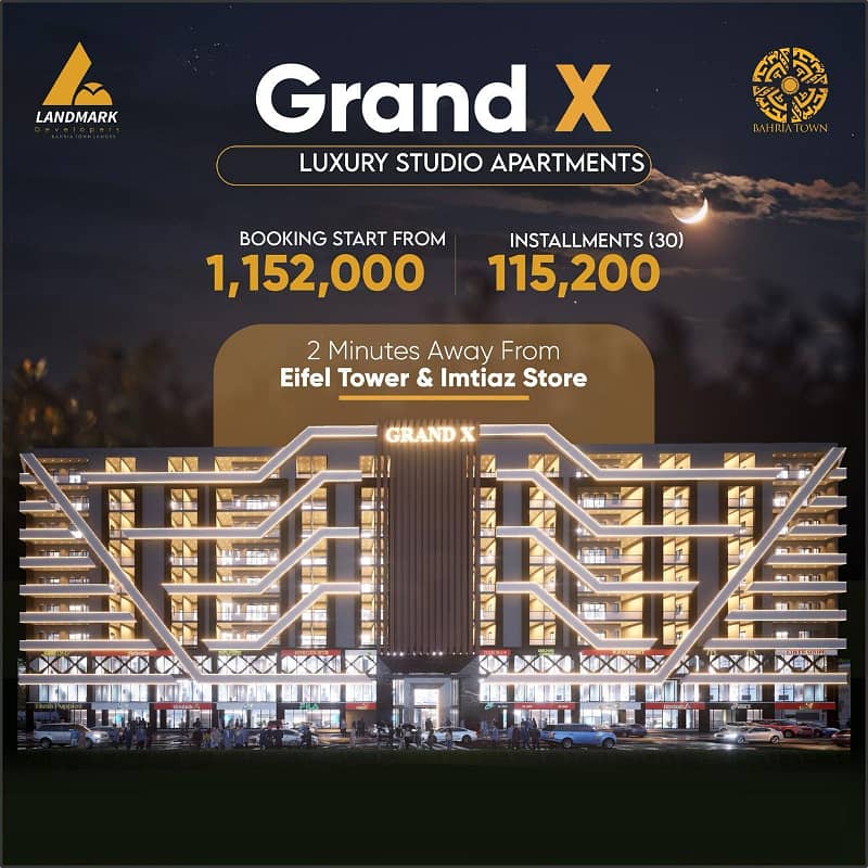 Lahore Bahria Town Luxury Studio Apartment for sale On Easy Installments Booking Just 1152000 Only WITH good amenities and facing theme park , Eiffel tower 0