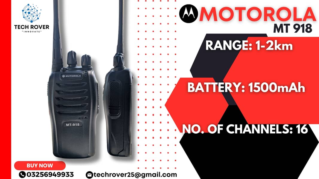 Motorola MT918 Wireless Walkie Talkie Radio, Long range walkie talkie 0