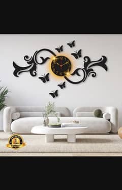 Butterfly Design Laminated Wall Clock With Backlight