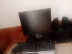 computer setup with LCD CPU And computer speakers