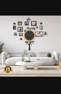 Beautiful Family Tree Laminated Wall Clock With Backlight