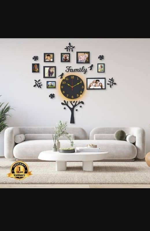 Beautiful Family Tree Laminated Wall Clock With Backlight 0