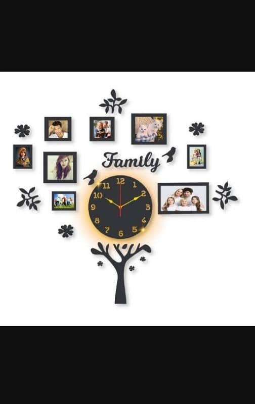 Beautiful Family Tree Laminated Wall Clock With Backlight 1