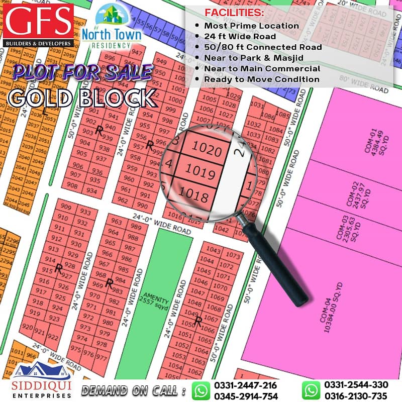 PLOT SALE IN NORTH TOWN RESIDENCY PHASE 1 GOLD BLOCK 3