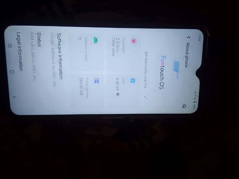 vivo y16 ram 8 storege 256GB 2