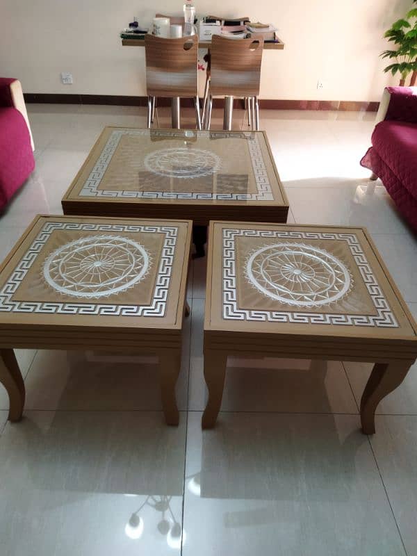 Center Table Set 10/10 Condition with Glass Top 1