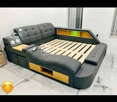 smart bed with dewan and rack queen size