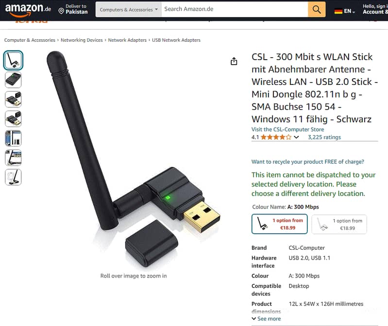 CSL - 300 Mbit s WLAN USB Router Abnehmbarer Antenne - Wireless LAN - 0