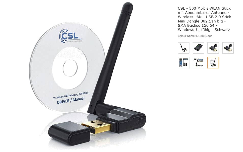 CSL - 300 Mbit s WLAN USB Router Abnehmbarer Antenne - Wireless LAN - 8