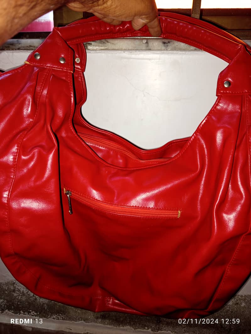 Soft Glossy nylon, shiny hand cum shoulder bag for girls; 8