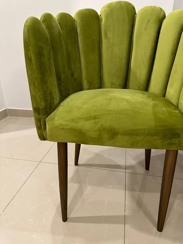 Green velvet arm chairs 2