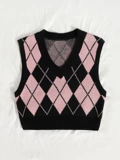 SHEIN Argyle Pattern Sweater West