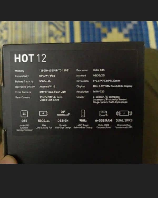 infinix hot 12 5/6 128gb with 10/10 new condition 6