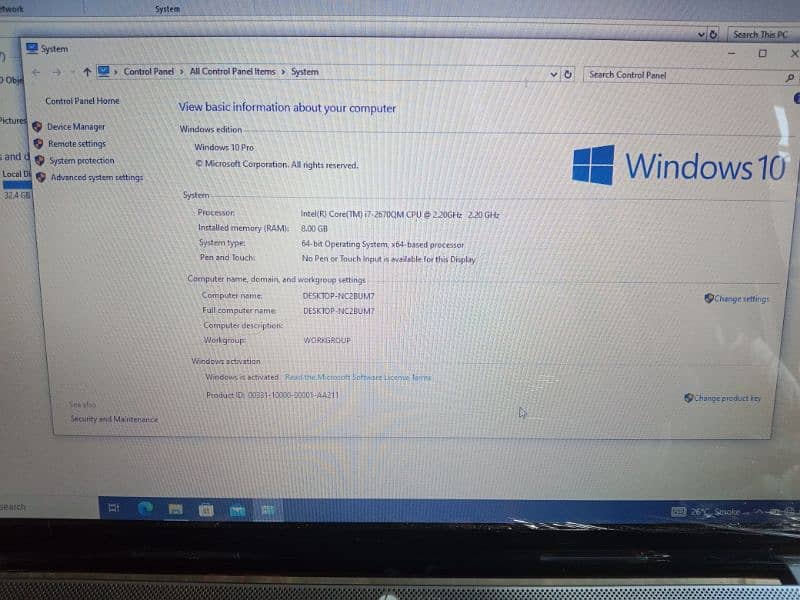 HP laptop i7 second generation 8ram/128ssd/320hard 1