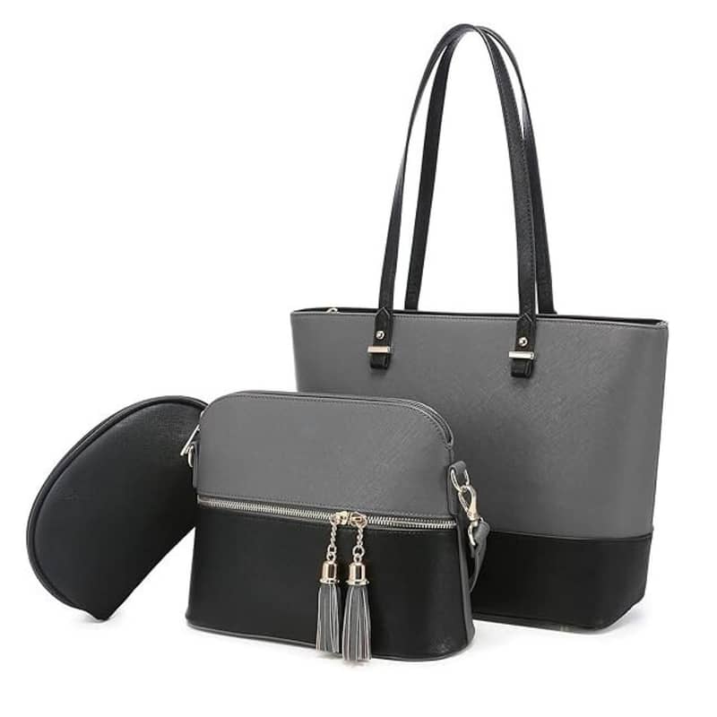 BagX- Grace Gray / Black PU Leather Shoulderbag,Grey 0