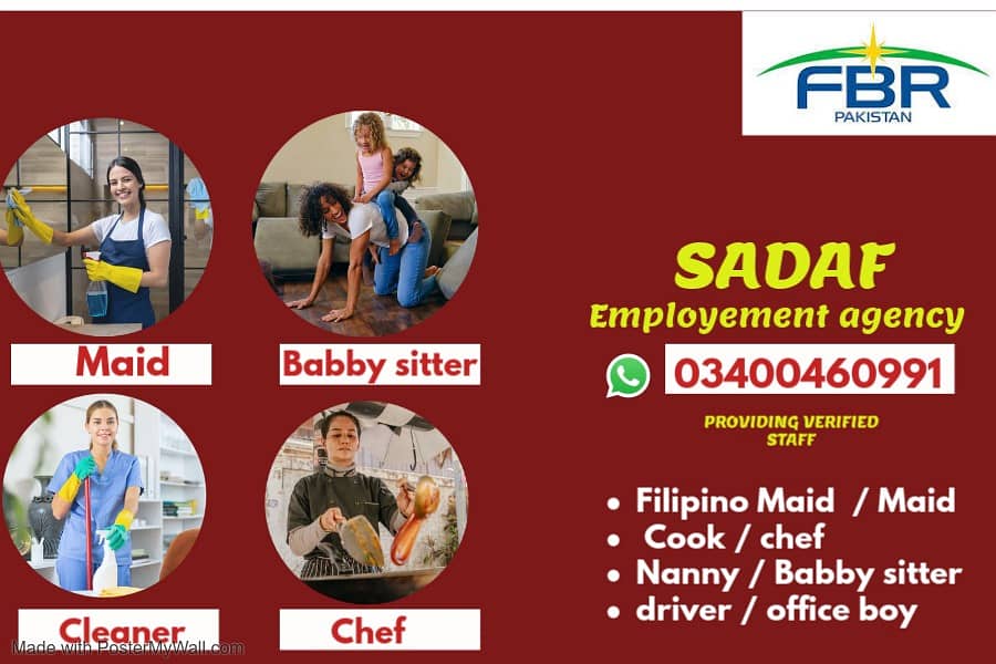 Maids / House Maids / Cook / House chef / Baby Sitter Driver availabl 0