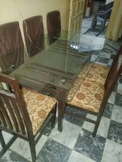 Dining Table / 6 Seater Dining Table / Wooden Chairs / Furniture