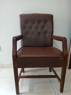 Wooden leather brown office chairs