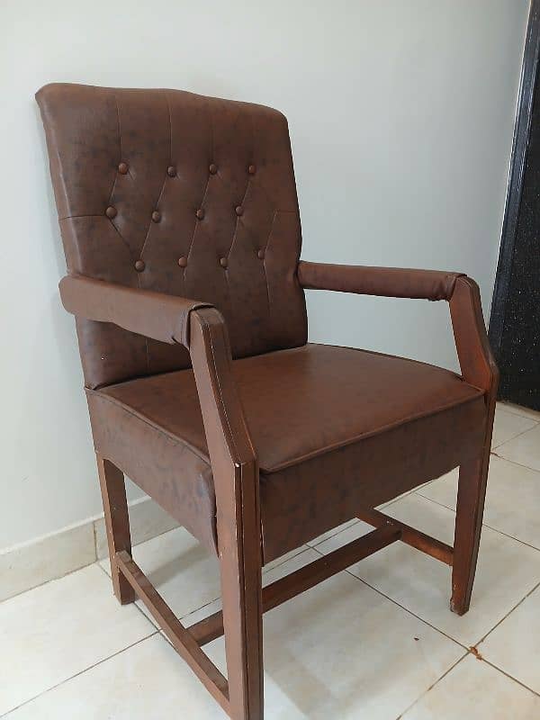 Wooden leather brown office chairs 1