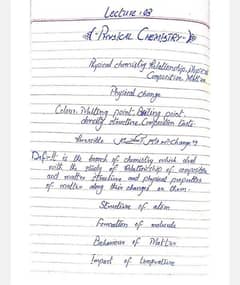 Handwriting assignment work