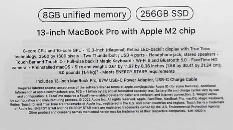 Mackbook Pro M2 13 inches 8gb 256 SSD 1