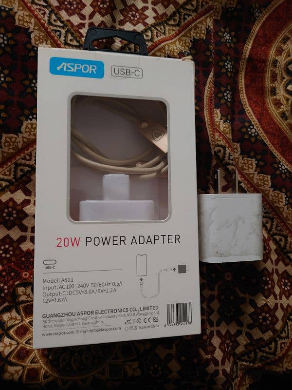 iphone original Adapter ASPOR Brand 20W Urgent sale 03213449768 wtsapp 3