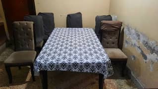 6 seater Wooden Dining Table with chairs- For Sale