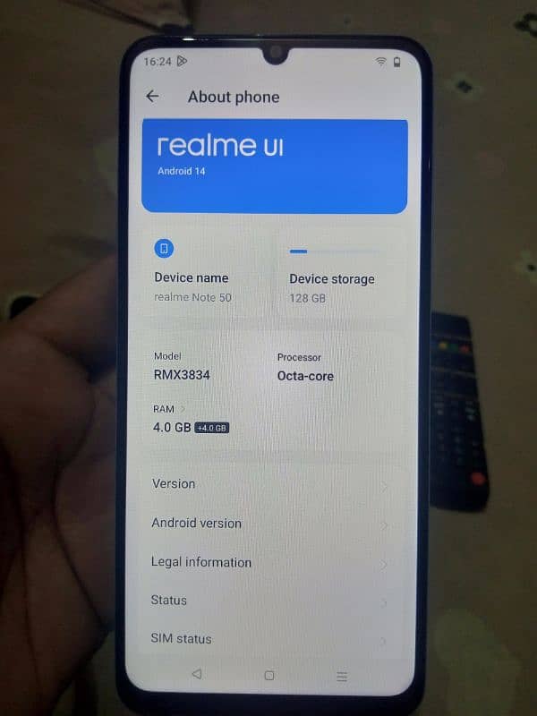 Realme note 50 4+4GB Ram 128GB Rom Dual sim pTa approved. 6