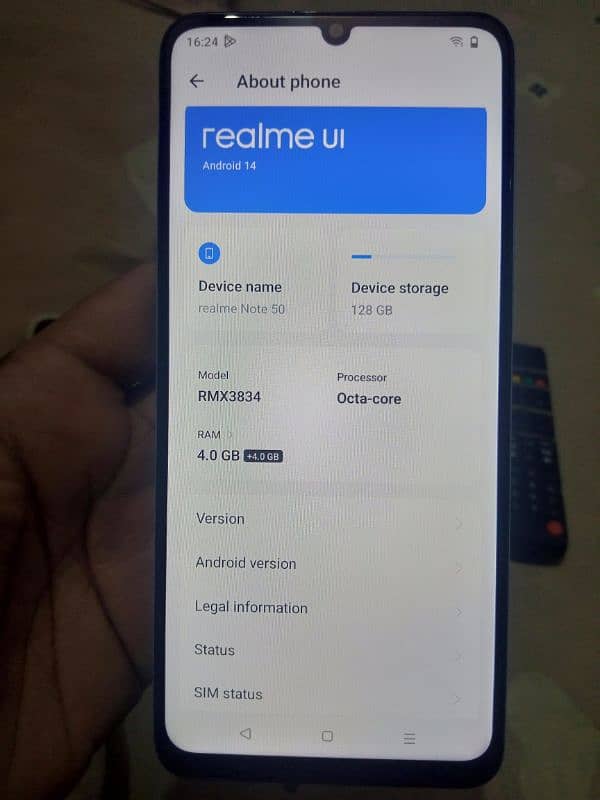 Realme note 50 4+4GB Ram 128GB Rom Dual sim pTa approved. 7