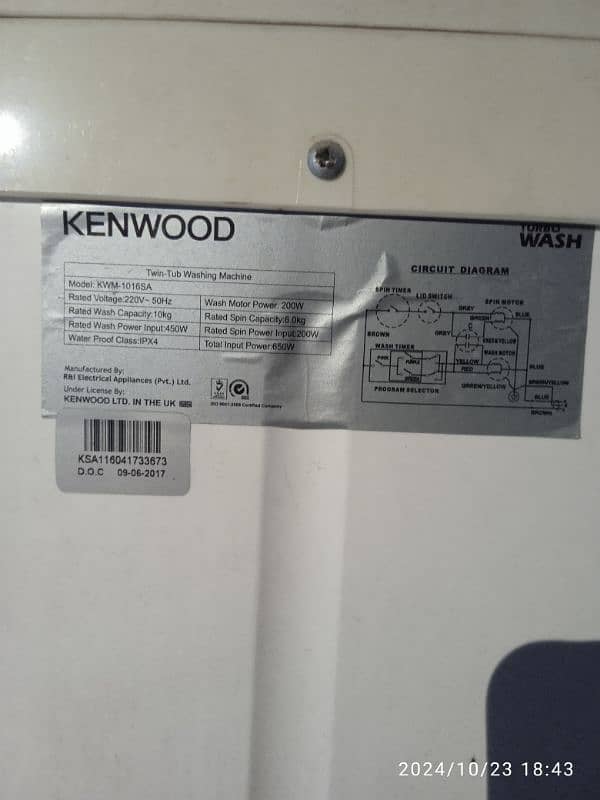 Kenwood washing machine and drieyr new condition single person used 9