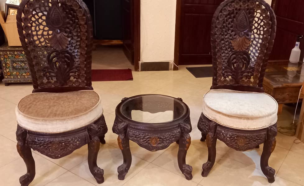 Sheesham wood carved chairs 3