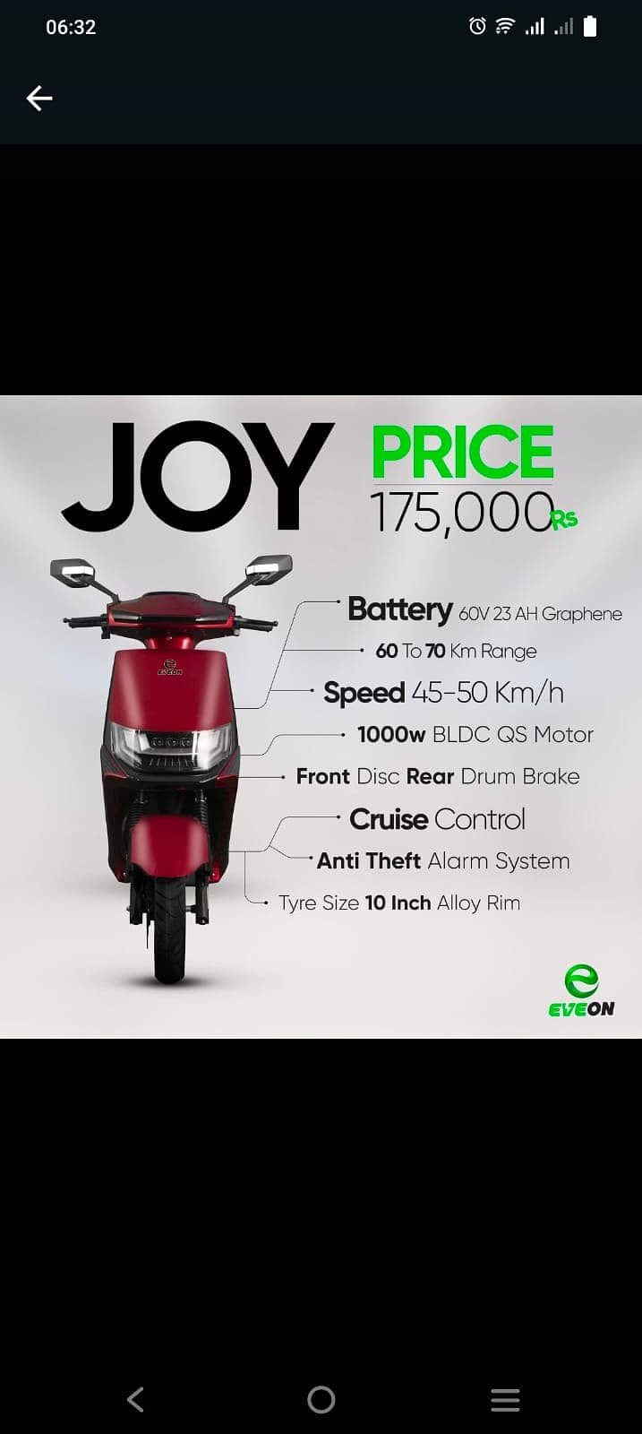 EVEON Electric Scooty Joy 2024 Model , Electric Bikes,electric scooter 11