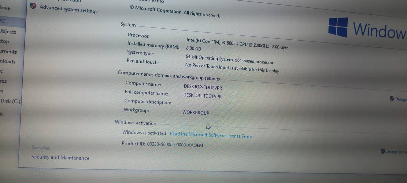 Toshibha laptop core i3 5th gen full working all ok 10/10 condition 3