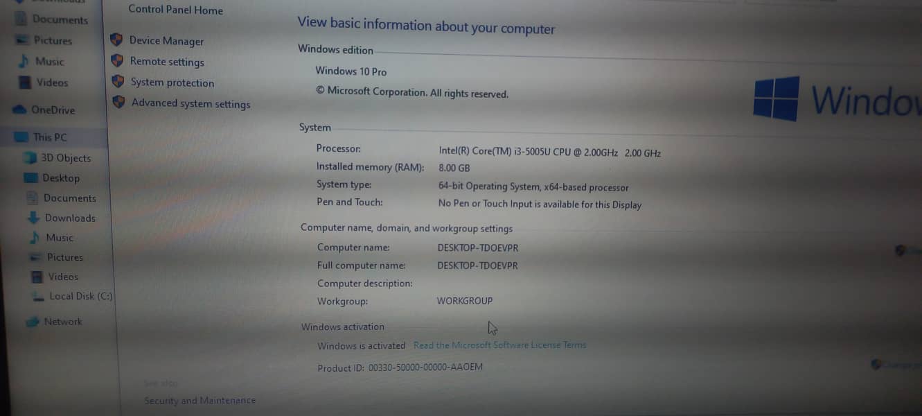 Toshibha laptop core i3 5th gen full working all ok 10/10 condition 6