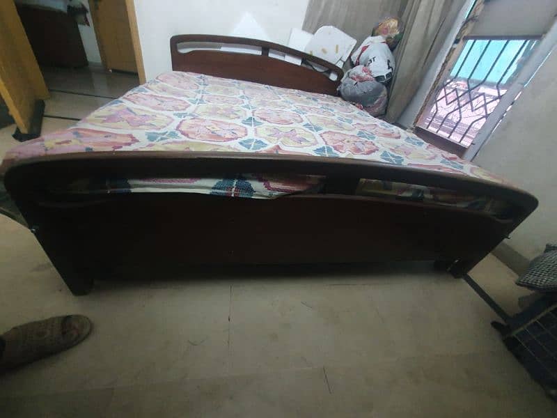 Solid wooden made bed with matress 1